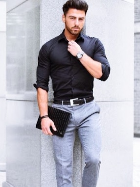 Erkek Giyim Kombinleri : Kot Pantolon Siyah Gömlek